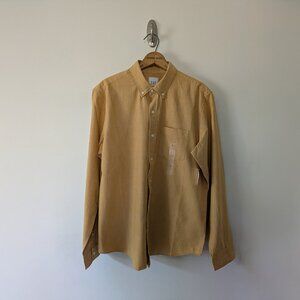 Gap Men's Large Untucked Golden Yello Chambray Oxford